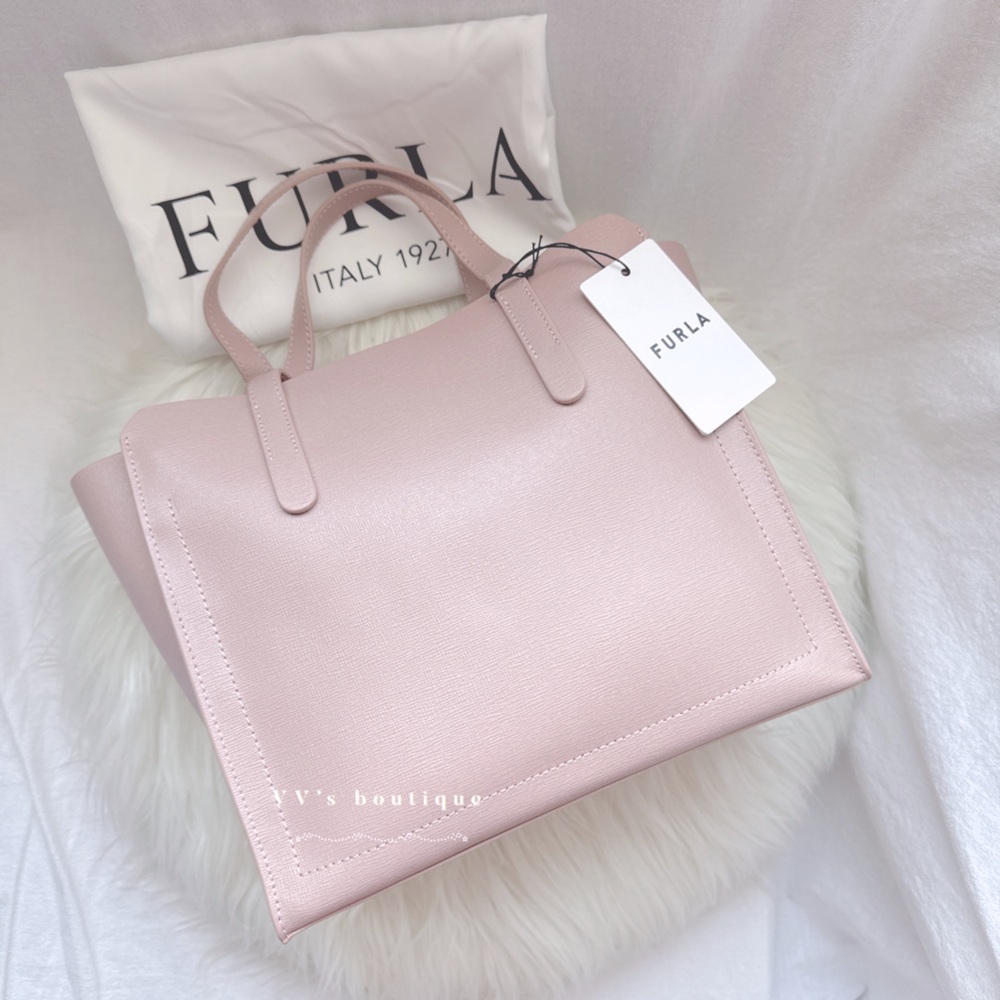 NWT Furla Sally Mini Saffiano Leather Tote Moonstone Pink Red - Picture 6 of 10